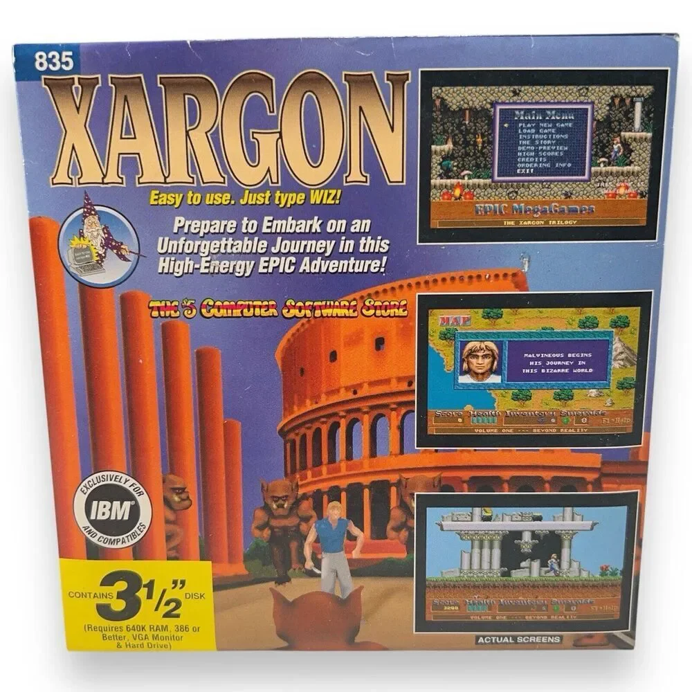 VTG NOS Xargon Shareware PC Game 3.5” Disk Wiz Technology NEW SEALED!